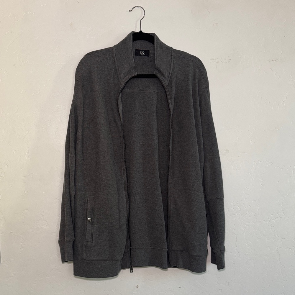 Calvin Klein Men's Charcoal Zip-Up Sweater
